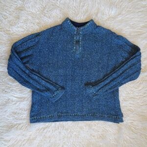 Vintage Woolrich Blue Green Wool Blend 1/4 Zip Pullover